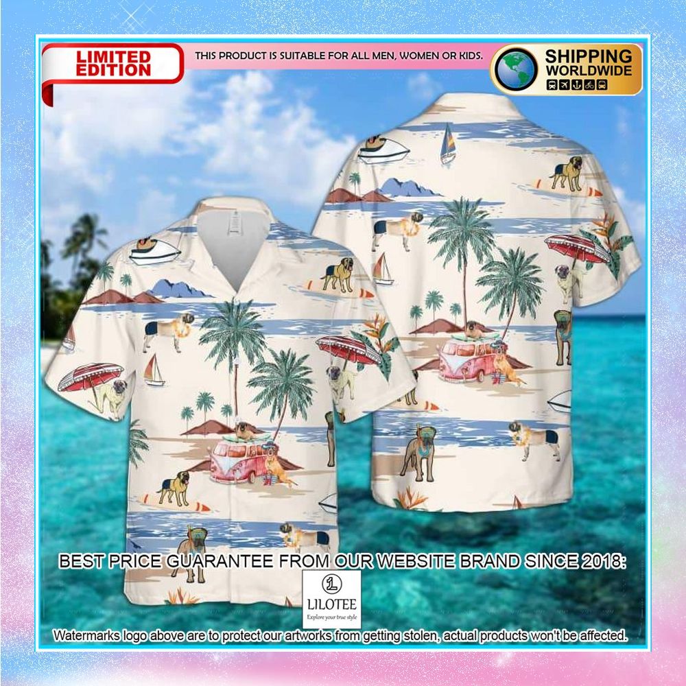 english mastiff summer beach hawaiian shirt 1 453