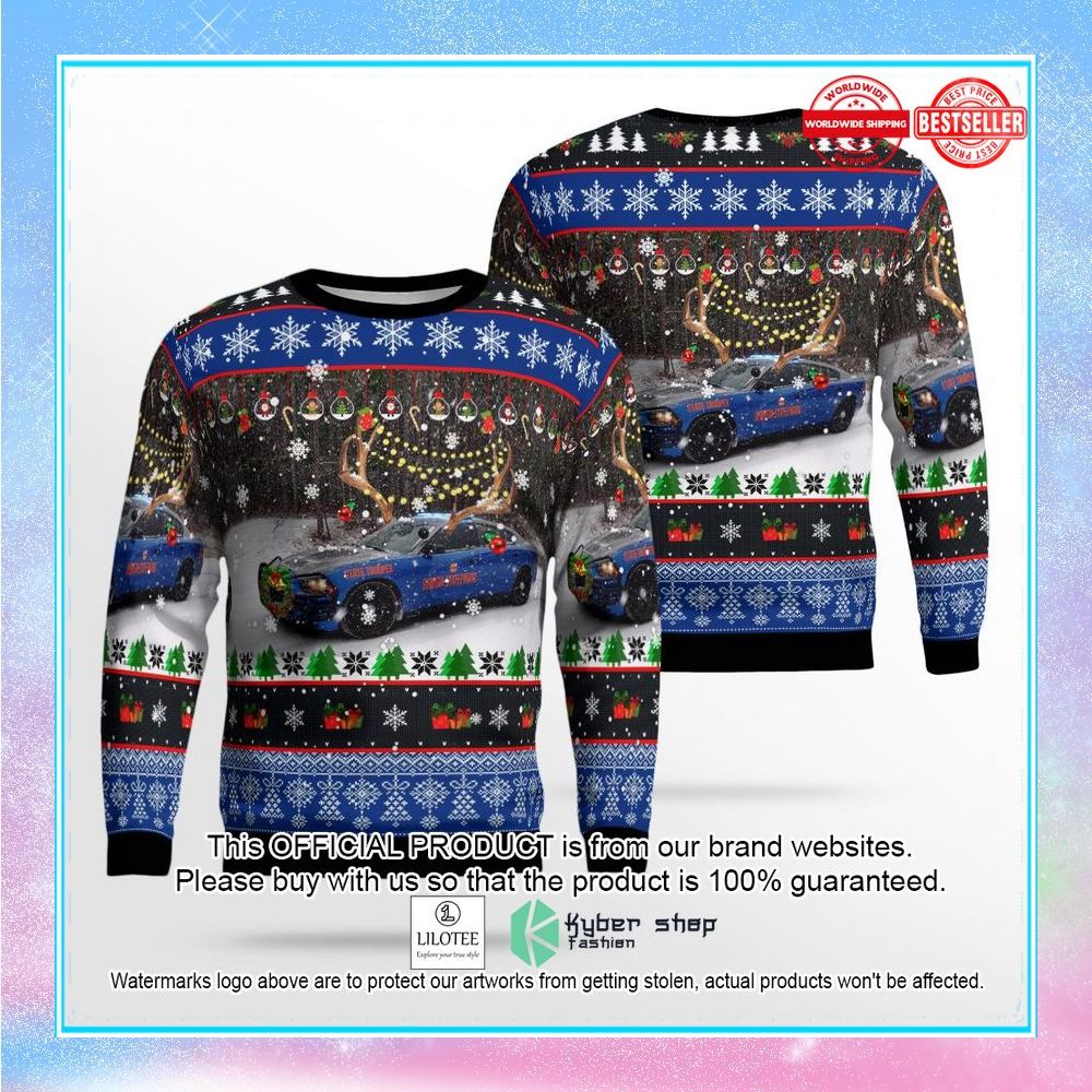 georgia state patrol blue charger pursuit christmas sweater 1 212