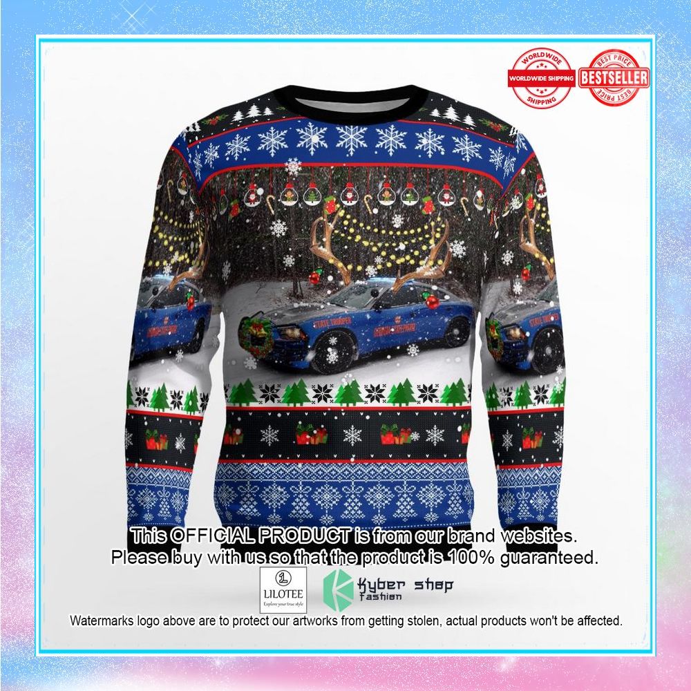 georgia state patrol blue charger pursuit christmas sweater 2 208