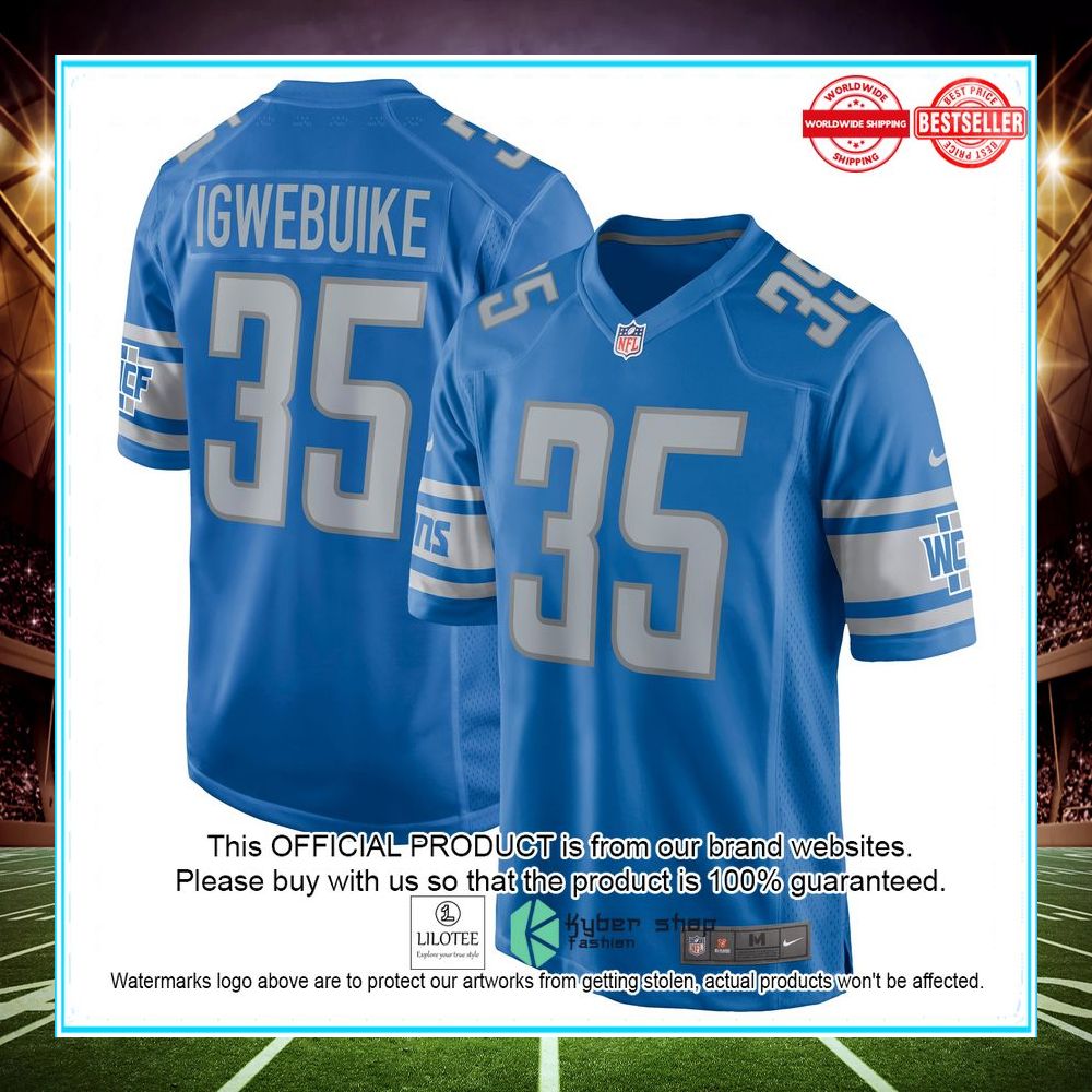 godwin igwebuike detroit lions nike blue football jersey 1 803