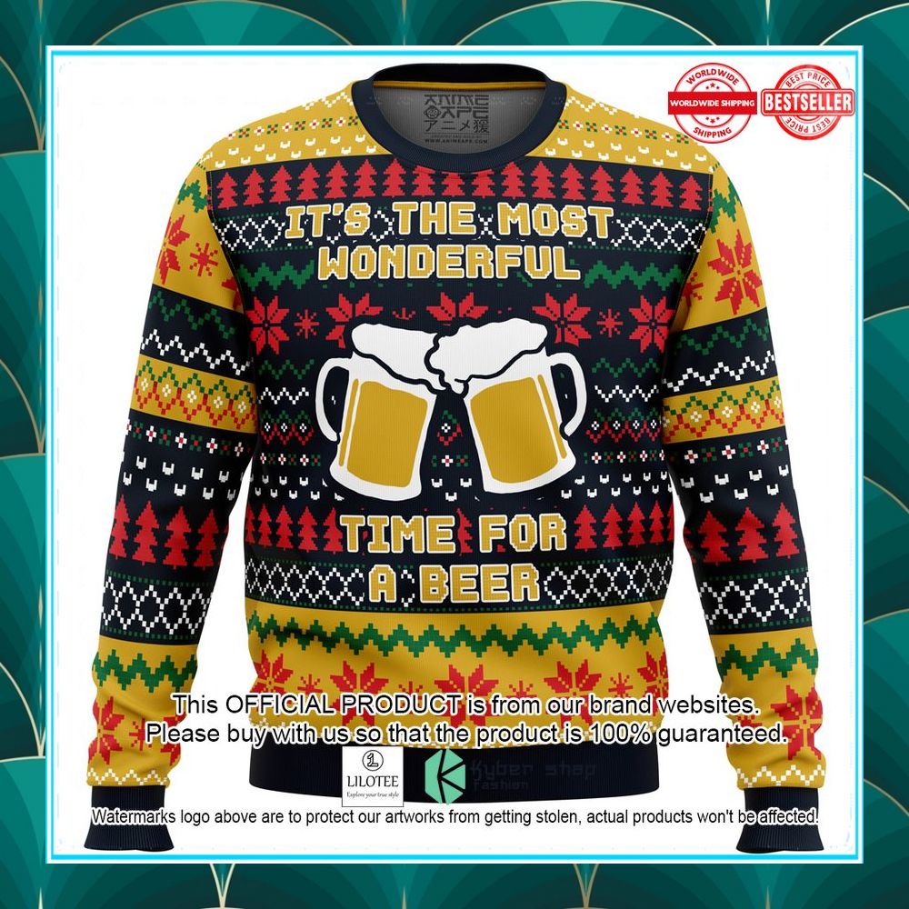 its the most wonderful time for a beer parody ugly christmas sweater 1 670