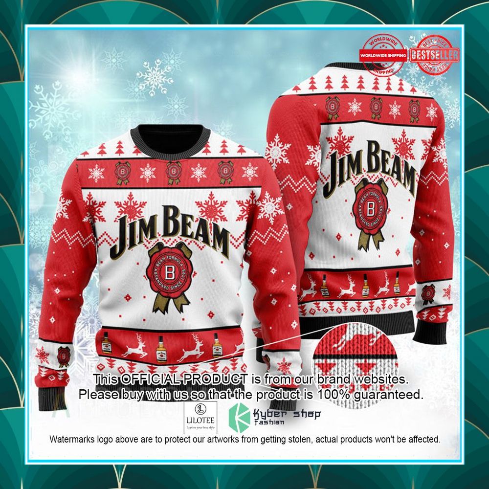 jim beam bourbon red ugly christmas sweater 1 473