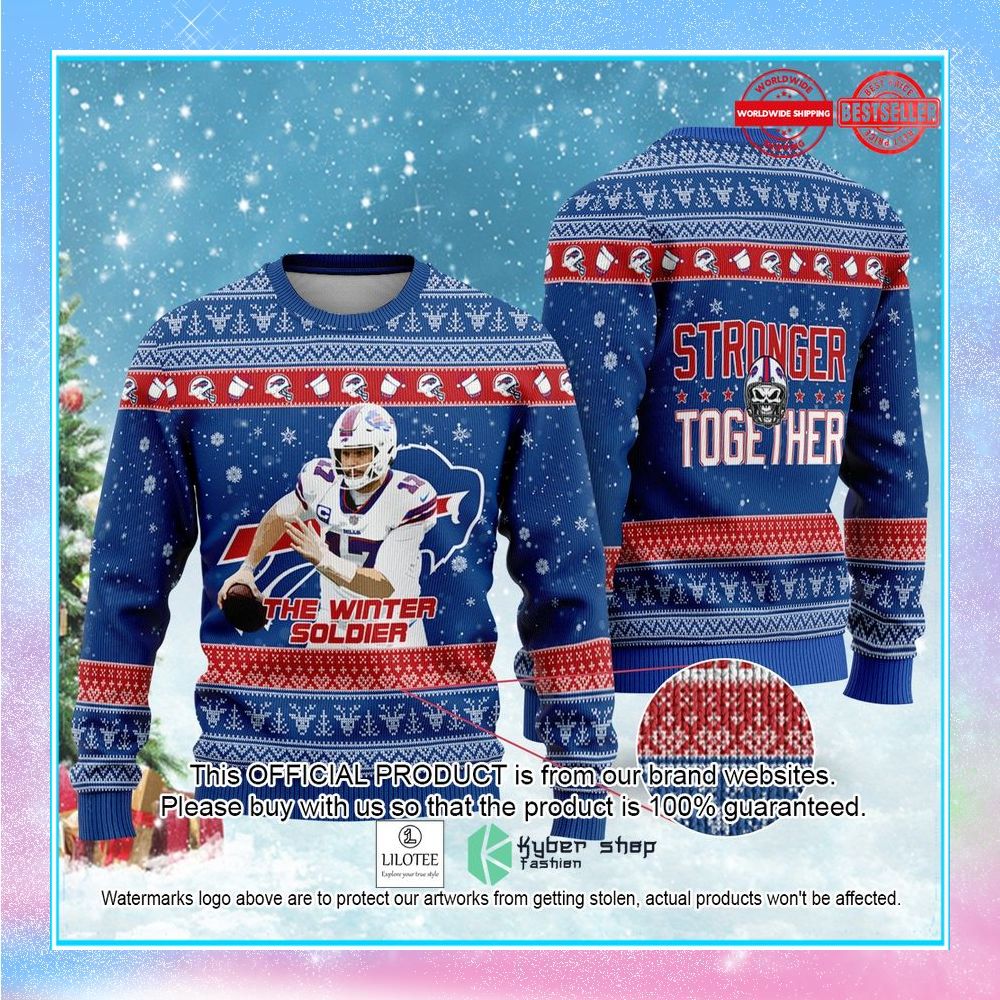 josh allen the winter soldier stronger together nfl christmas sweater 1 740
