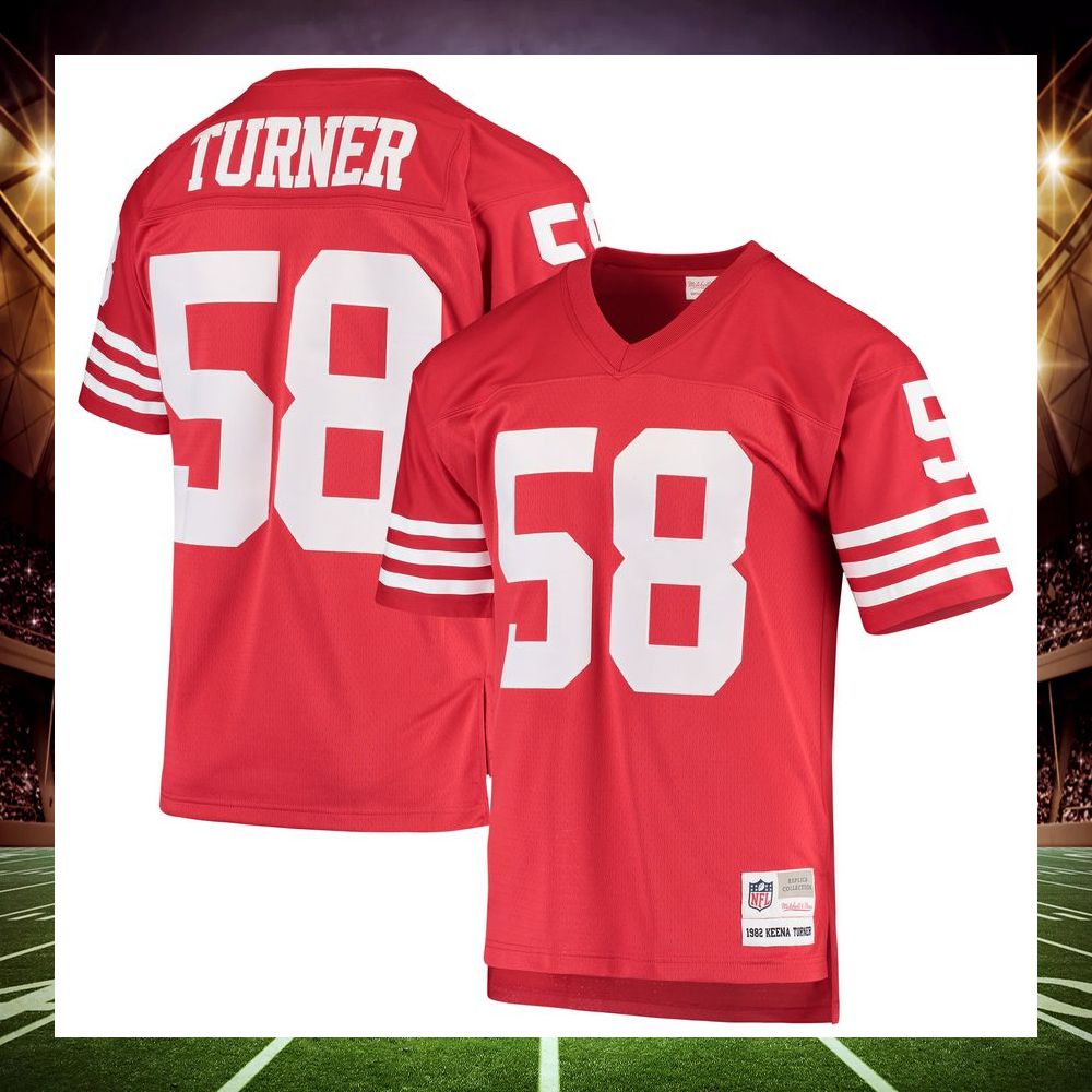 keena turner san francisco 49ers mitchell ness 1982 replica legacy throwback scarlet football jersey 1 609