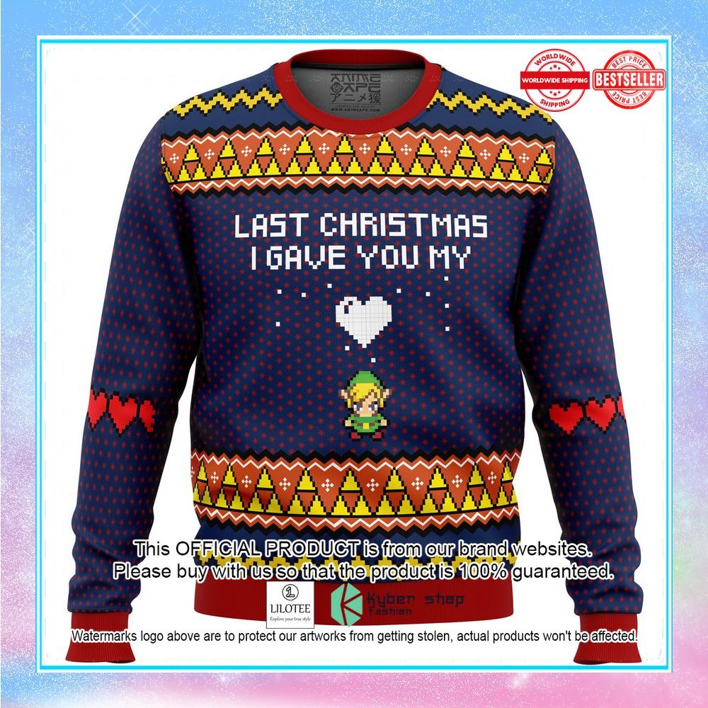 last christmas i gave you my heart zelda ugly christmas sweater 1 380