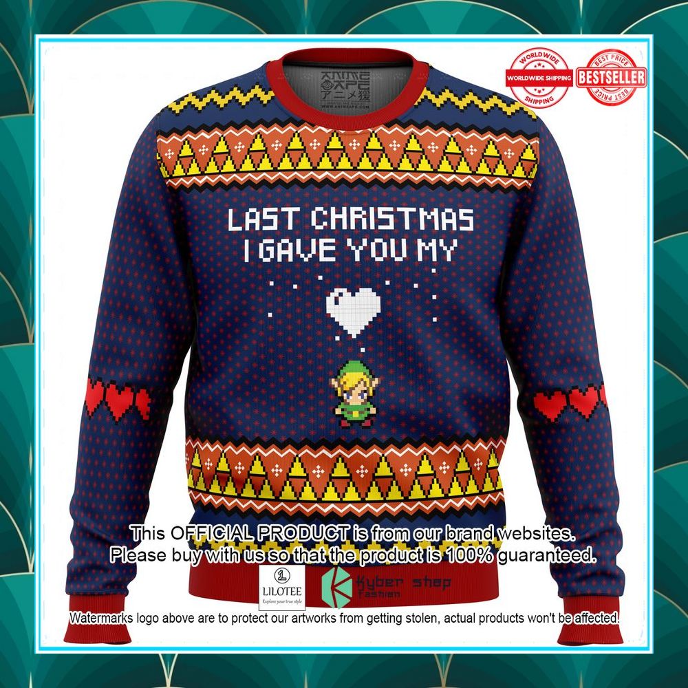 last christmas i gave you my heart zelda ugly christmas sweater 1 486