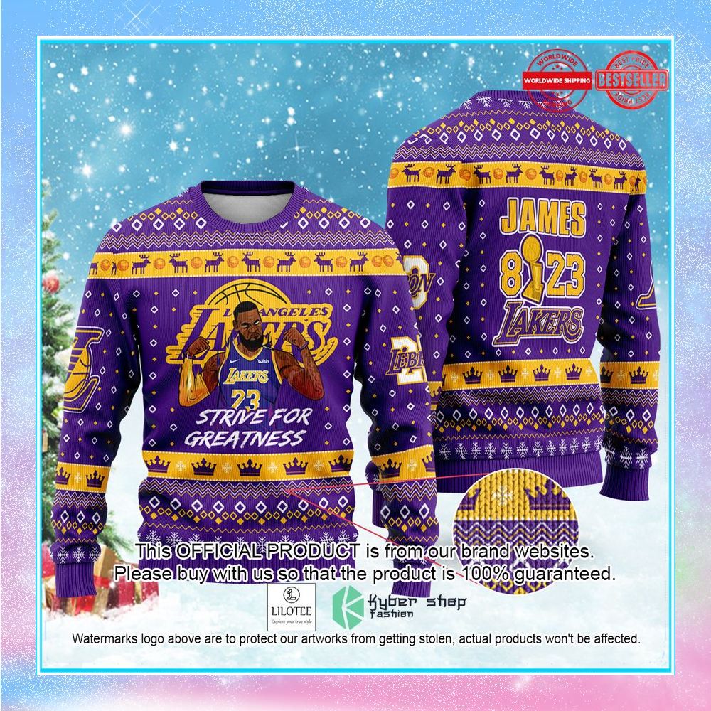 lebron james lakers nba king champion christmas sweater 1 653