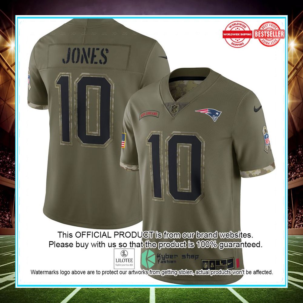 mac jones new england patriots nike 2022 salute to service limited olive football jersey 1 514