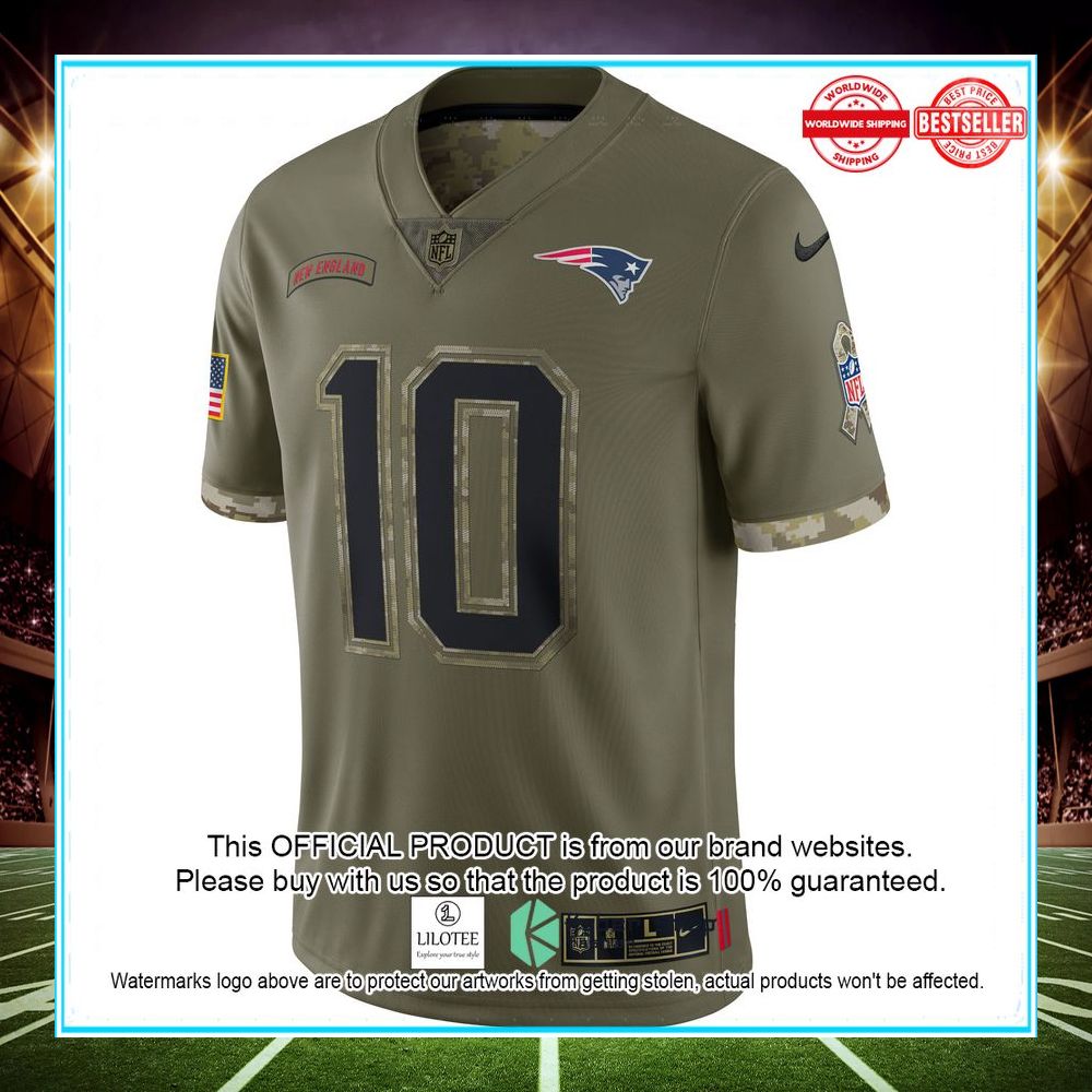 mac jones new england patriots nike 2022 salute to service limited olive football jersey 2 727
