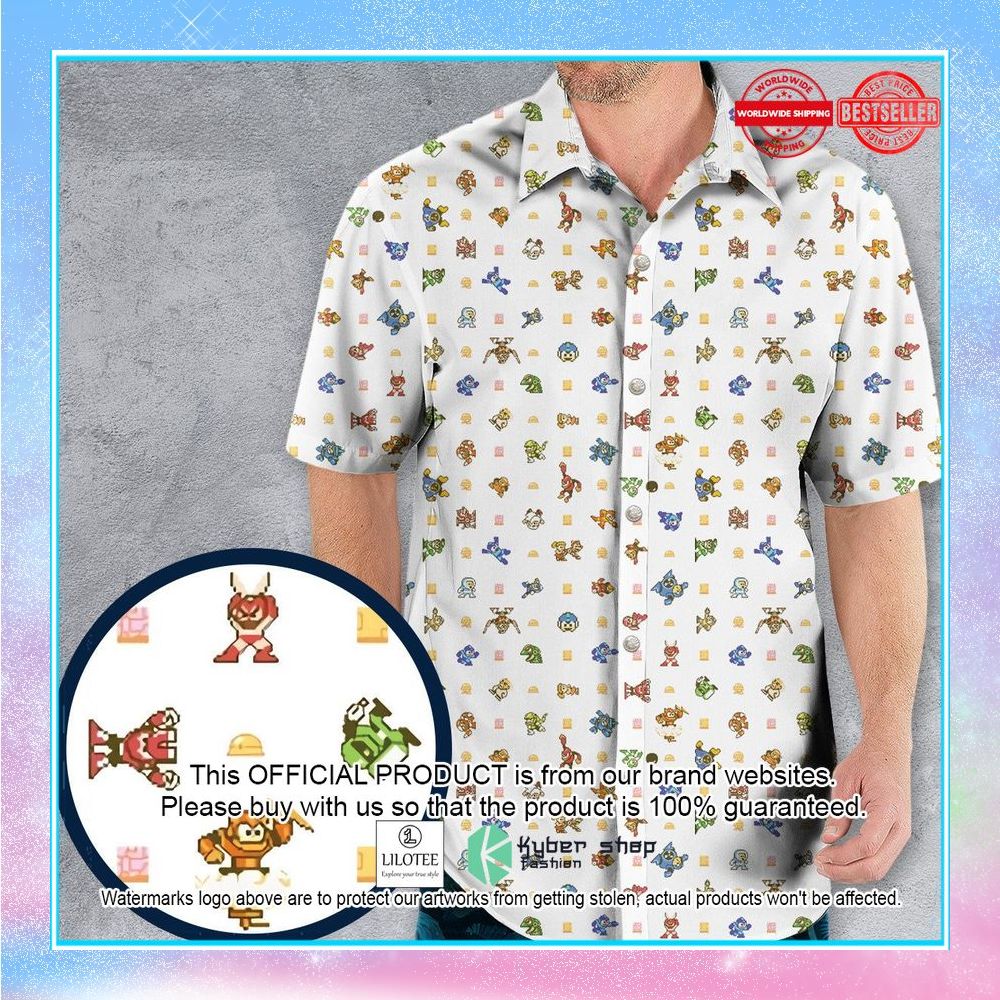 mega man pattern hawaiian shirt 1 768
