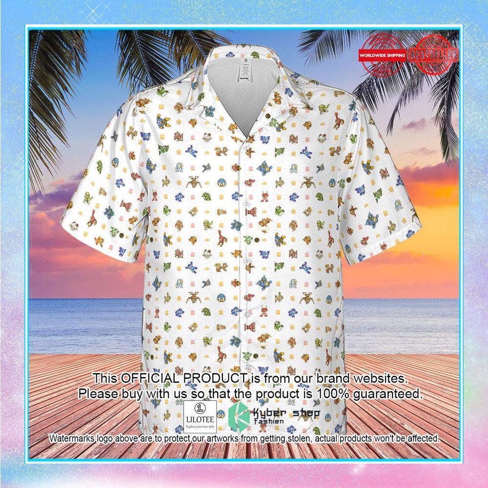 mega man pattern hawaiian shirt 2 984