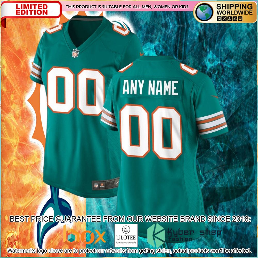 miami dolphins nike womens alternate custom aqua football jersey 1 344