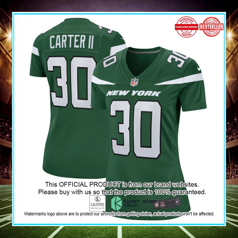 michael carter ii new york jets gotham green football jersey 1 712