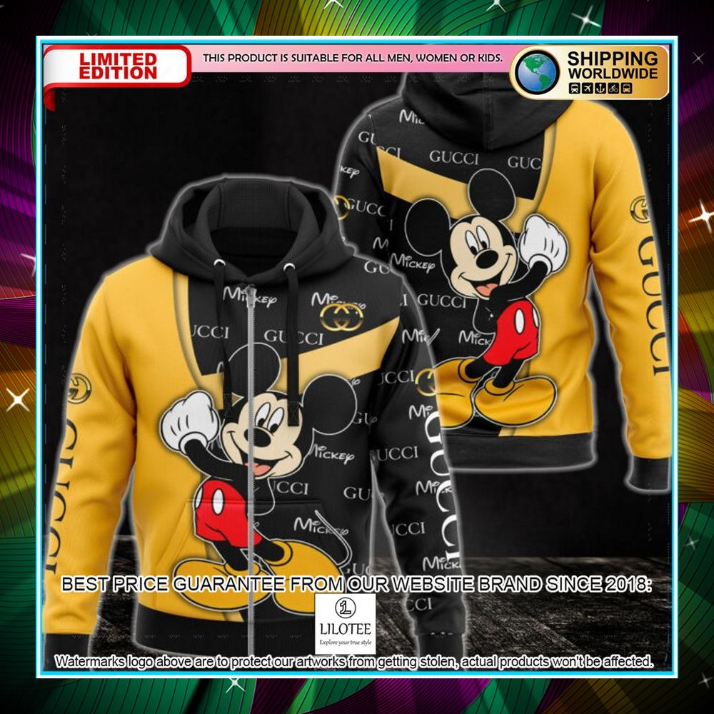 mickey mouse gucci yellow zip hoodie 1 604