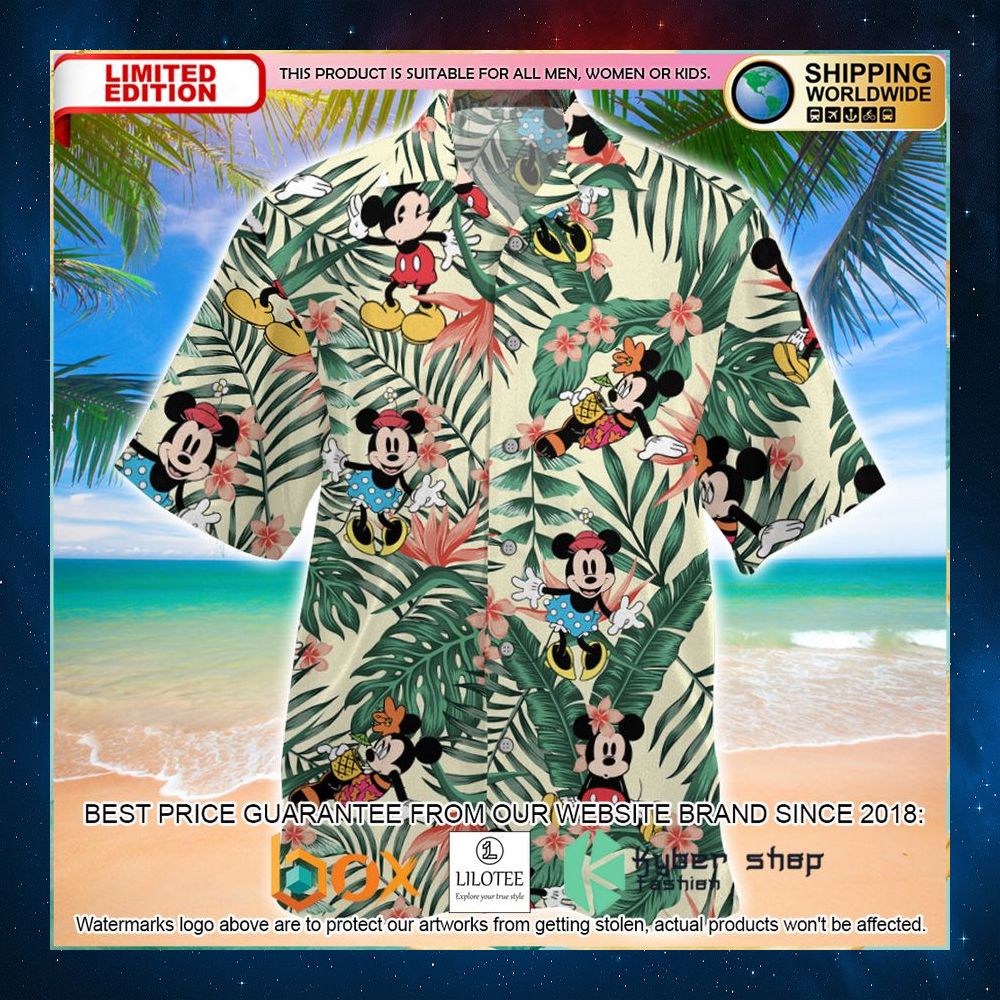 mickey mouse minnie mouse beach day hawaiian shirt 1 963