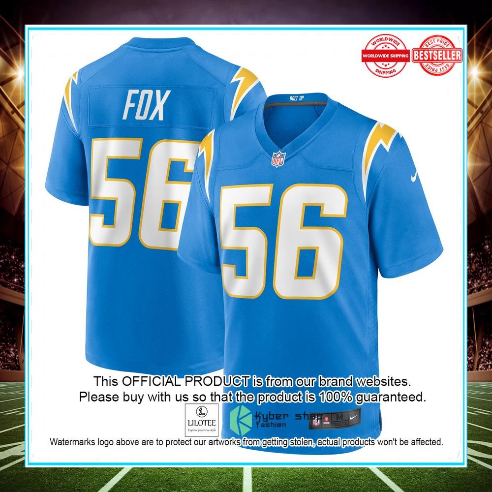 morgan fox los angeles chargers nike player game powder blue football jersey 1 100