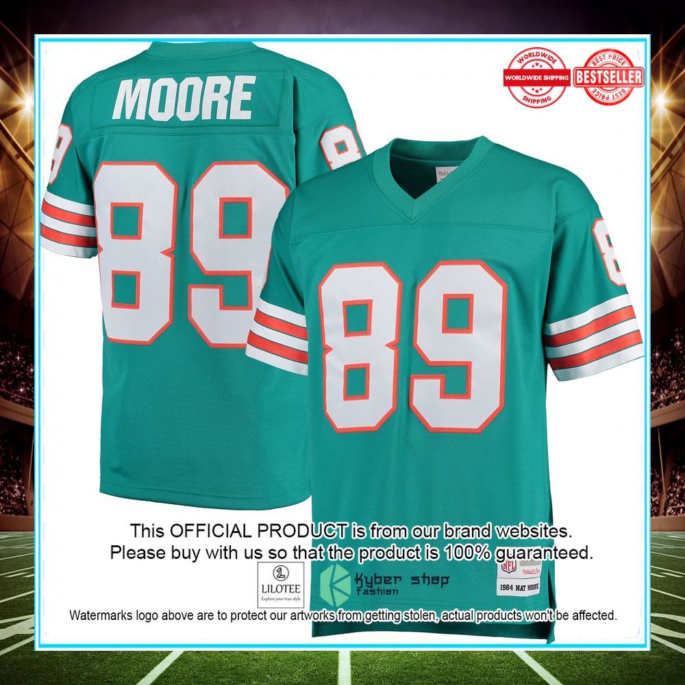 nat moore miami dolphins mitchell ness 1984 retired player legacy replica aqua football jersey 1 487
