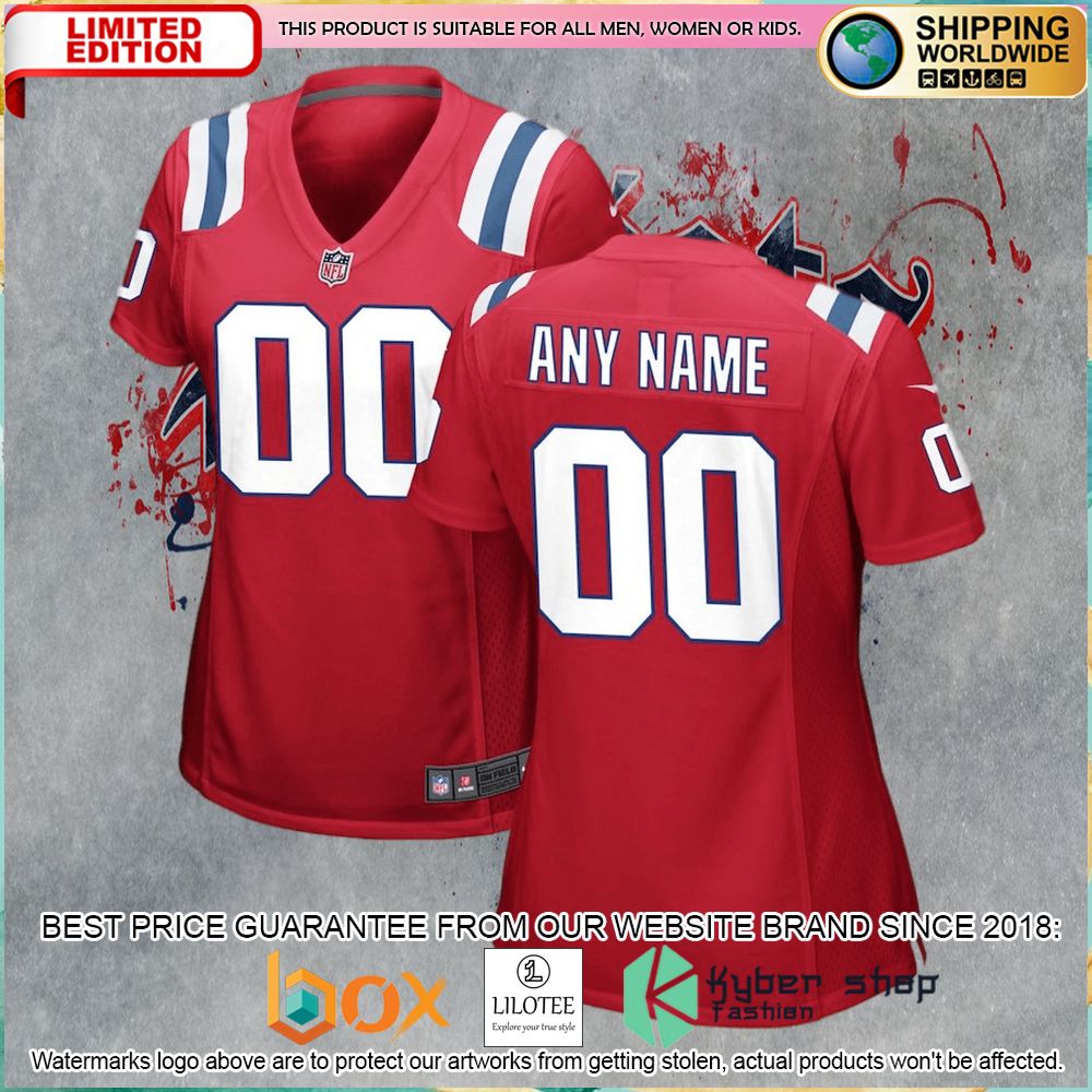 new england patriots nike womens alternate custom red football jersey 1 689