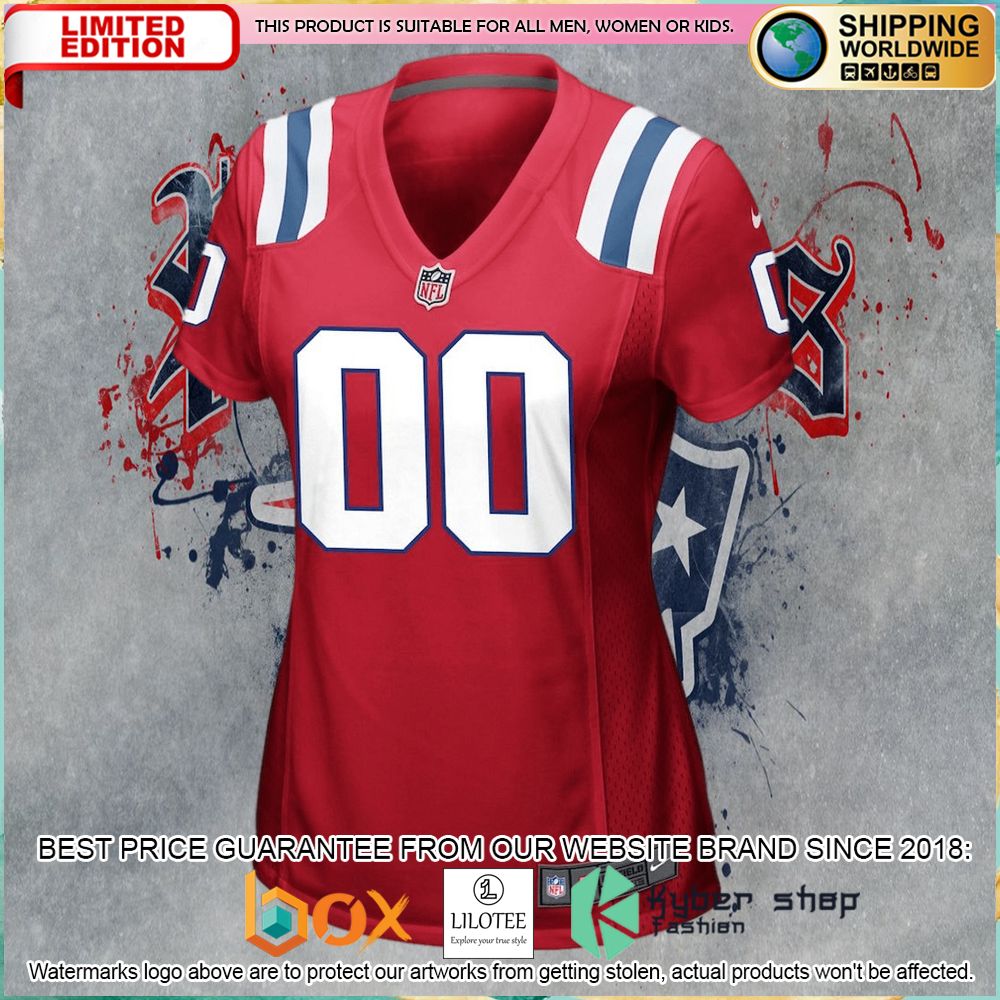 new england patriots nike womens alternate custom red football jersey 2 339