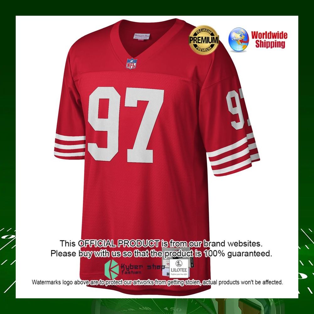 nfl bryant young san francisco 49ers mitchell ness 1994 legacy replica scarlet football jersey 2 561