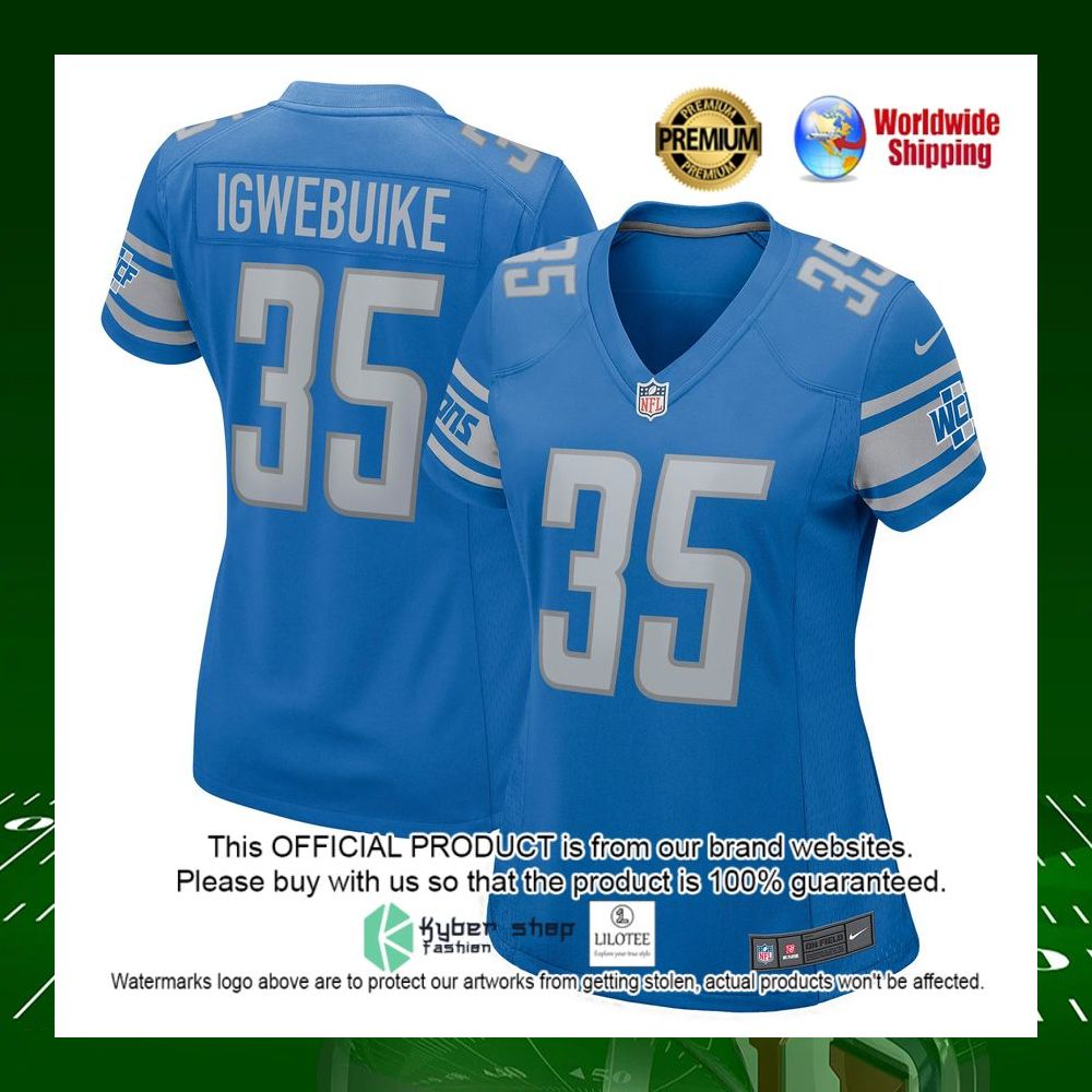 nfl godwin igwebuike detroit lions nike womens blue football jersey 1 999