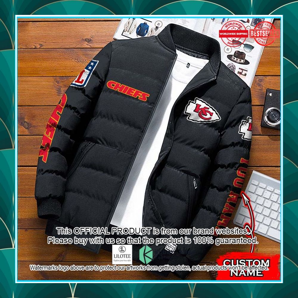 nfl kansas city chiefs custom name puffer down jacket 1 742