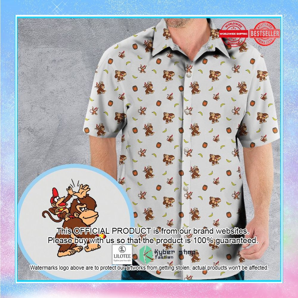nintendo donkey kong characters pattern hawaiian shirt 1 672