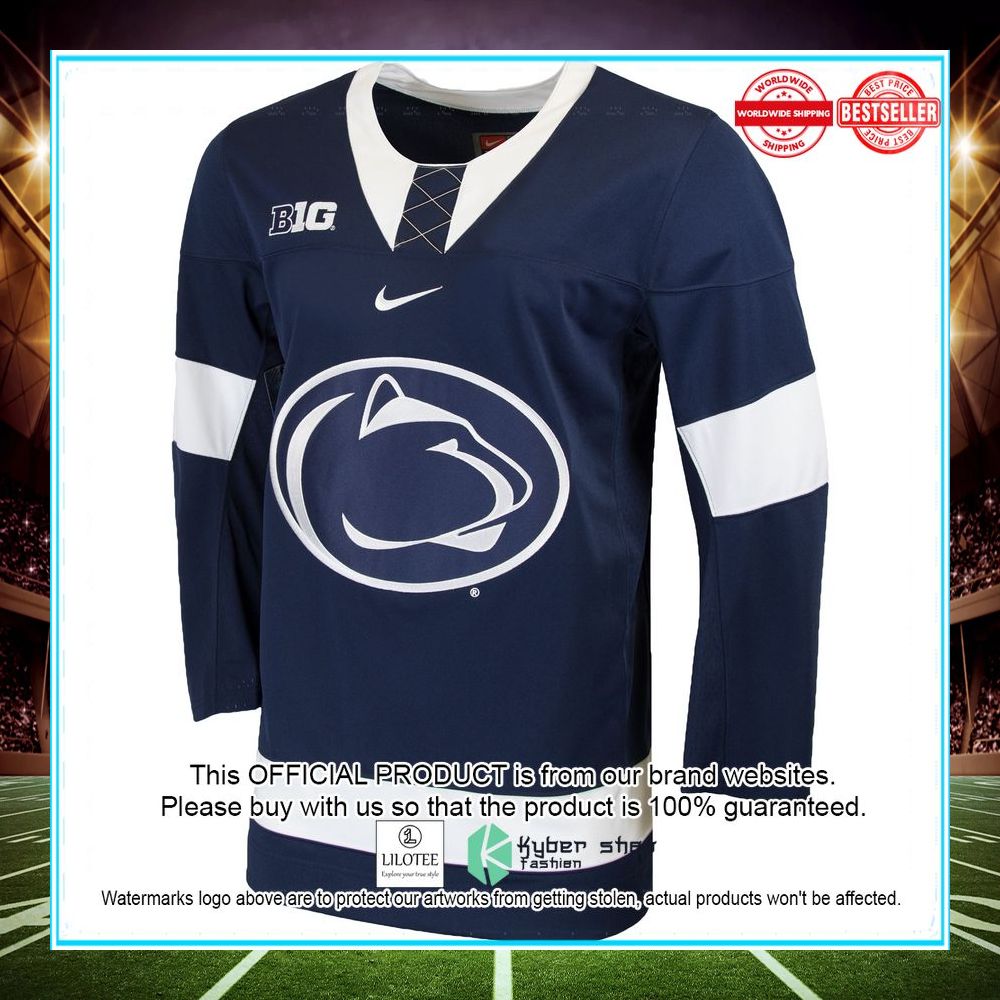 penn state nittany lions nike replica college hockey navy football jersey 2 564