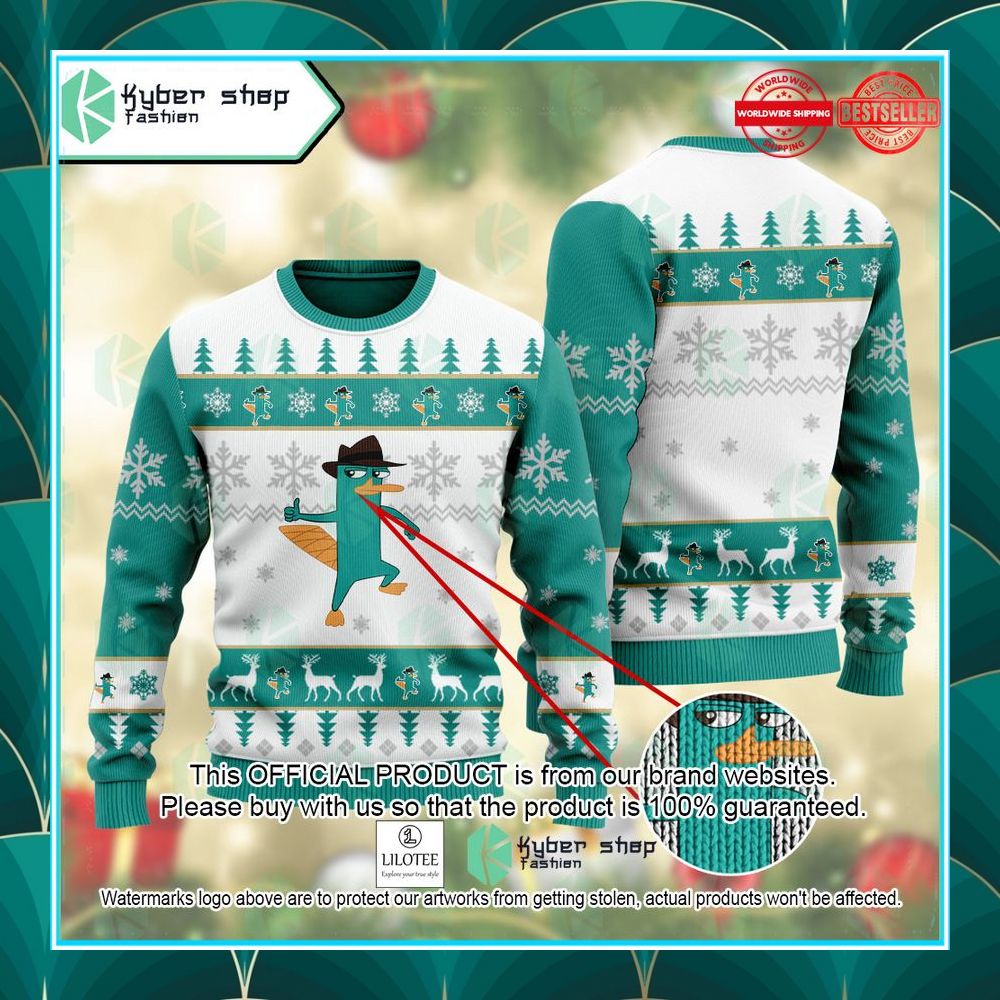 perry the platypus phineas and ferb christmas sweater 1 109