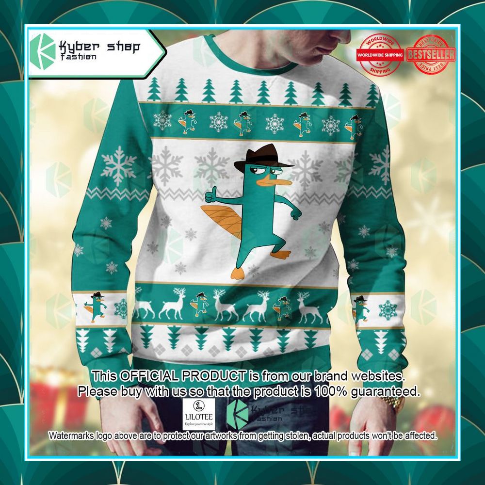 perry the platypus phineas and ferb christmas sweater 2 989