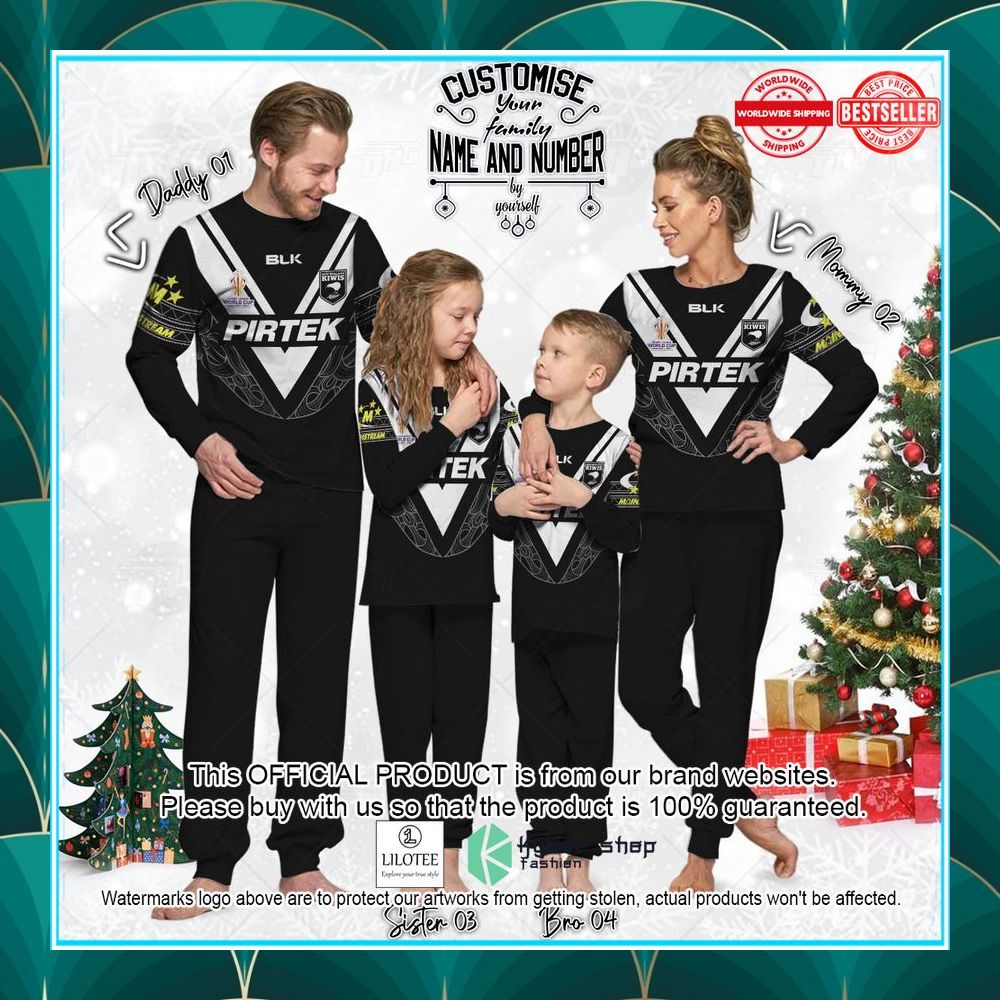 personalise new zealand kiwis rugby league world cup jersey 2022 pajamas set 2 22