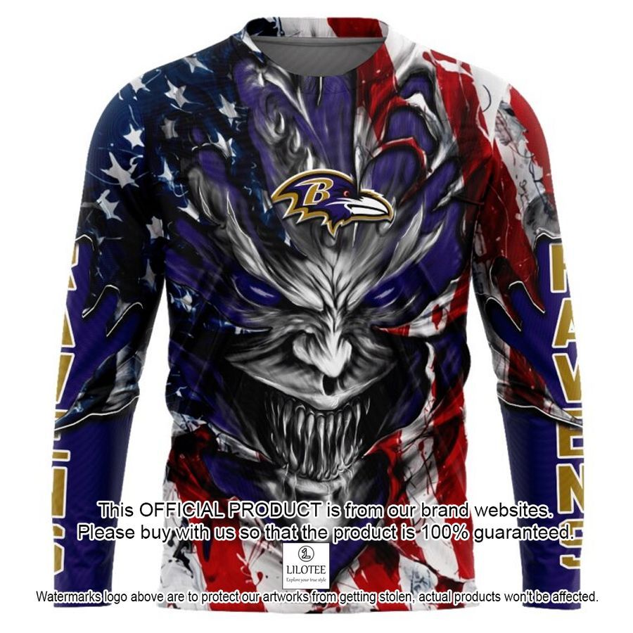 personalized baltimore ravens demon face american flag shirt hoodie 2 51