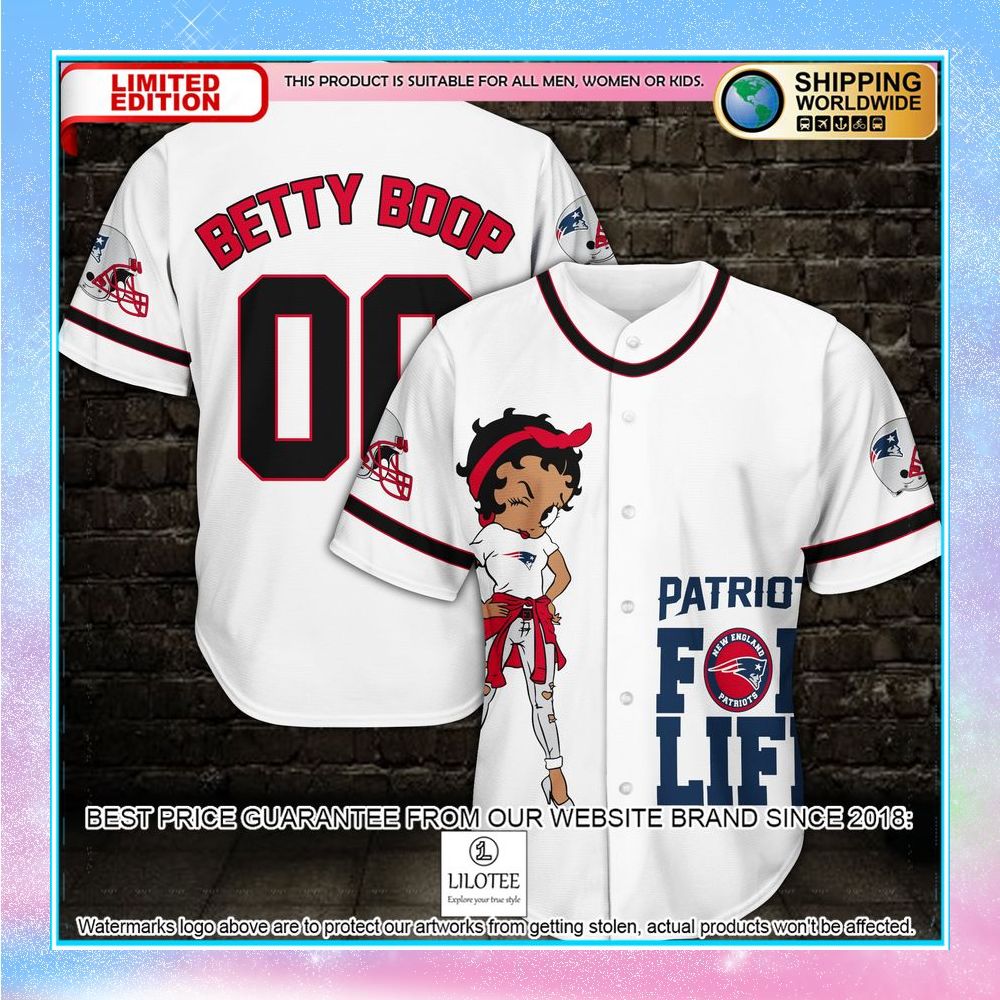 personalized betty boop new england patriots for life baseball jersey 1 966