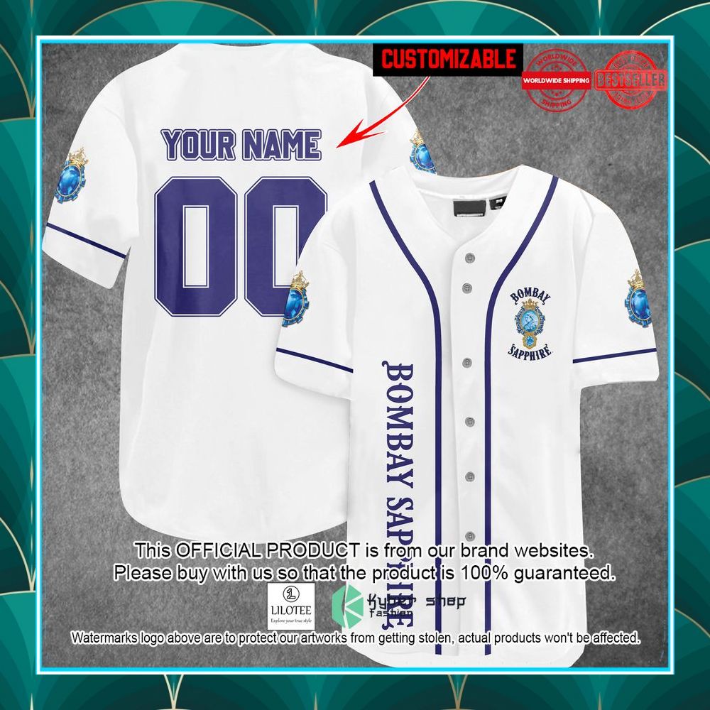 personalized bombay sapphire white baseball jersey 1 57