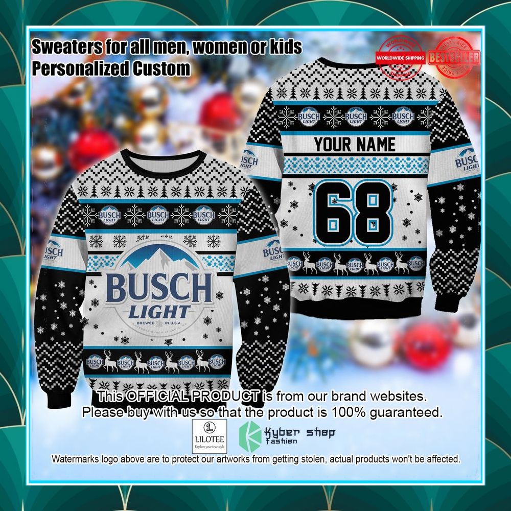 personalized busch beer ugly sweater 1 395