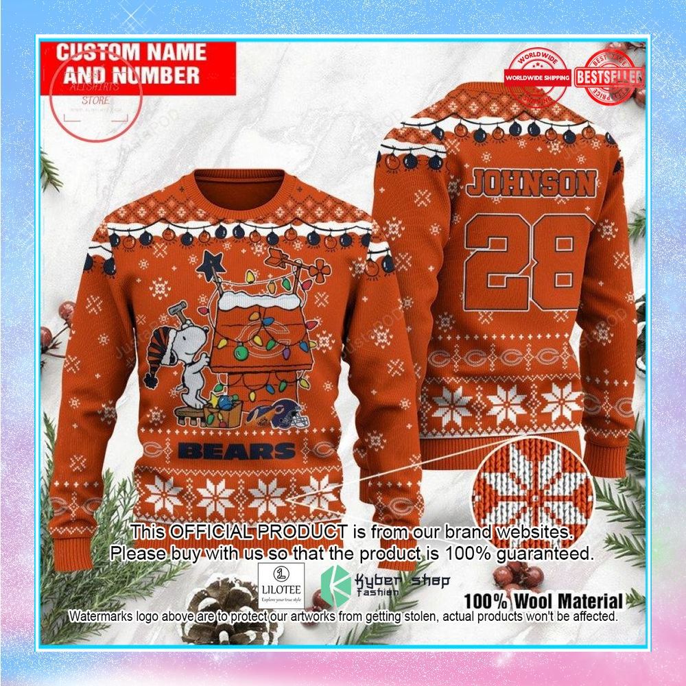 personalized chicago bears snoopy christmas sweater 1 259