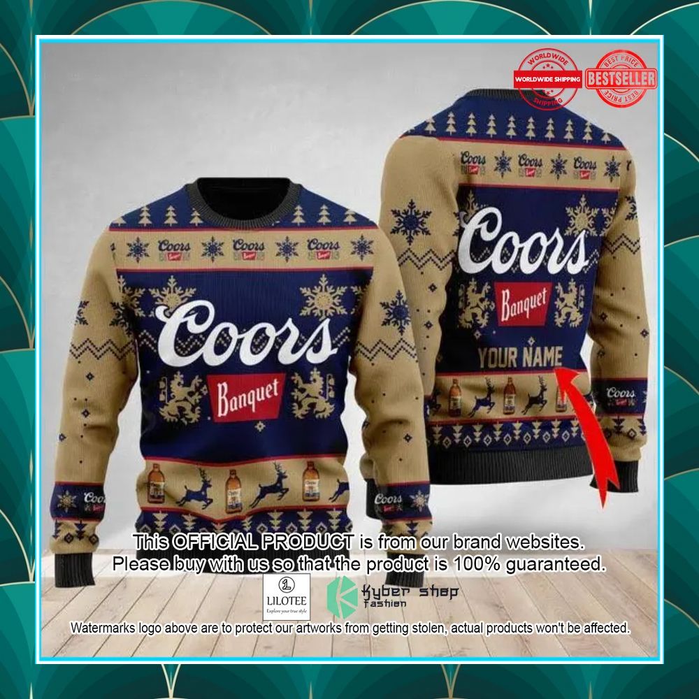 personalized coors banquet ugly christmas sweater 1 206