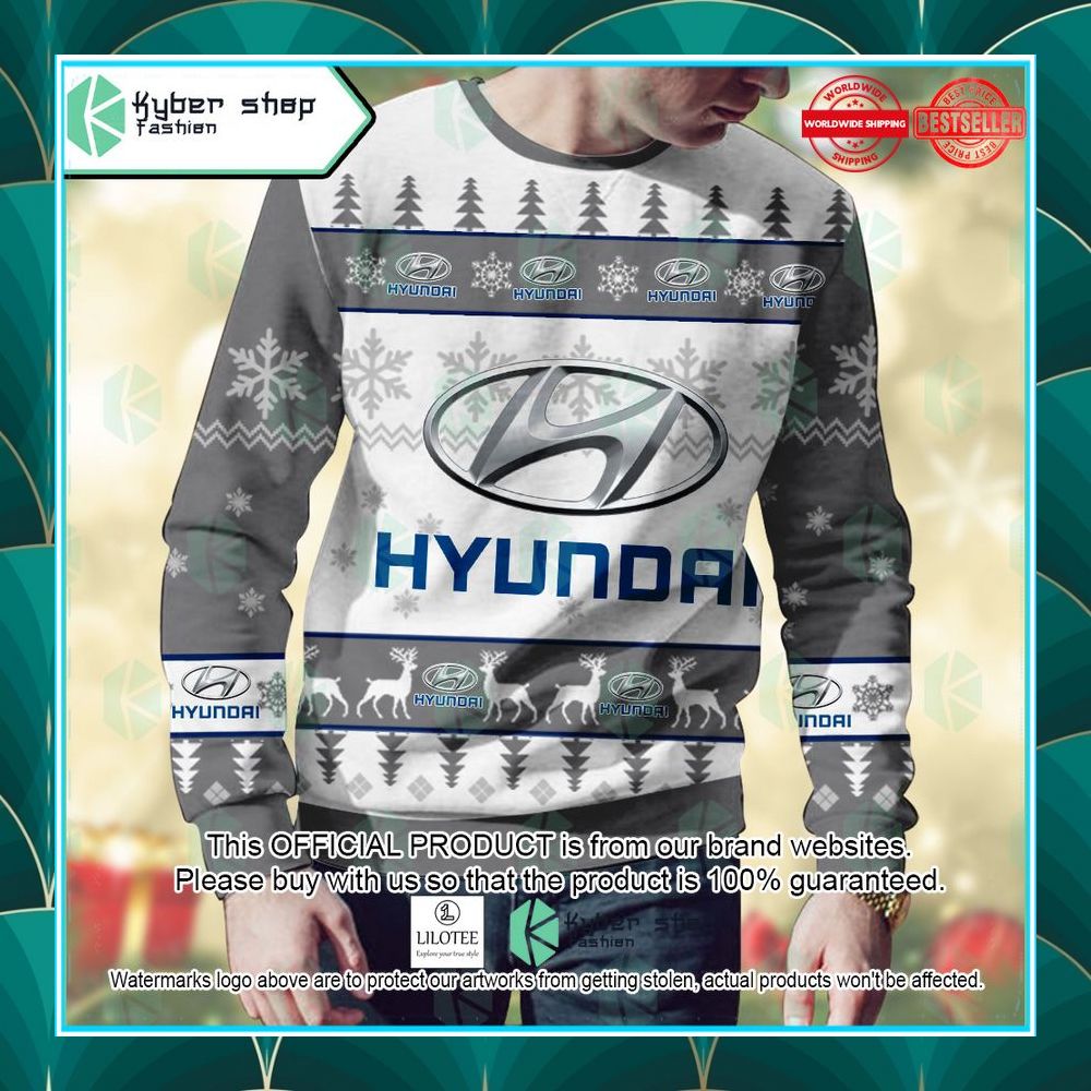 personalized hyundai ugly christmas sweater 2 375
