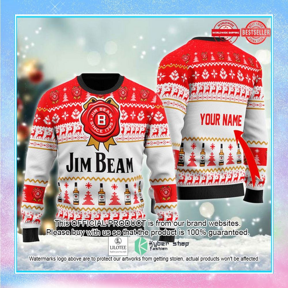 personalized jim beam bourbon ugly christmas sweater 1 99 1