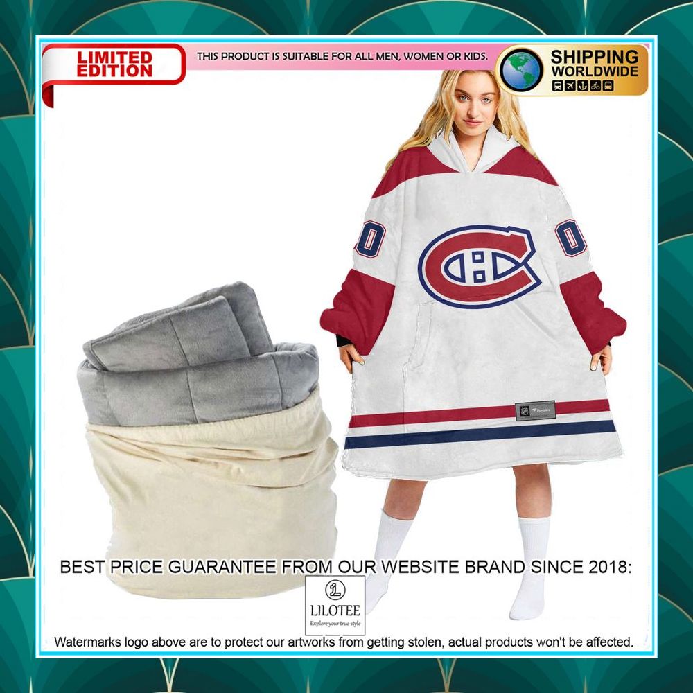 personalized montreal canadiens logo white oodie blanket hoodie 1 878