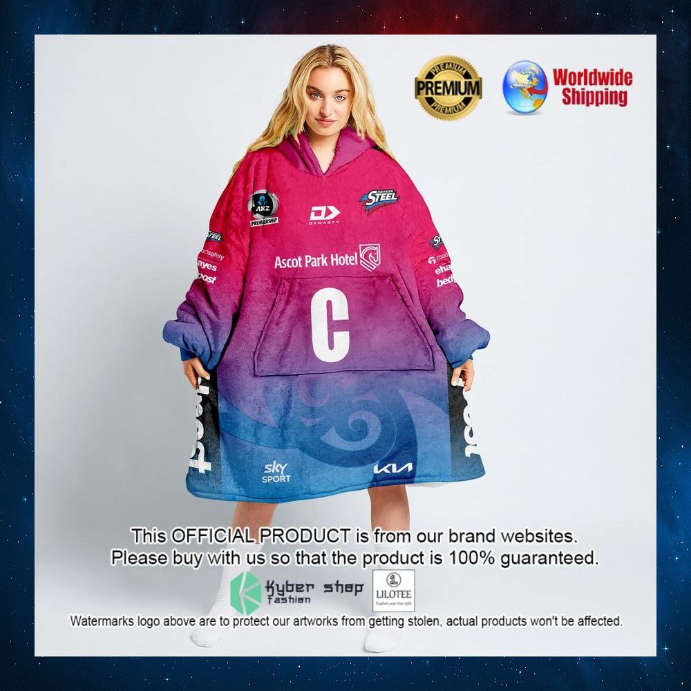 personalized netball new zealand anz southern steels hoodie blanket 1 157