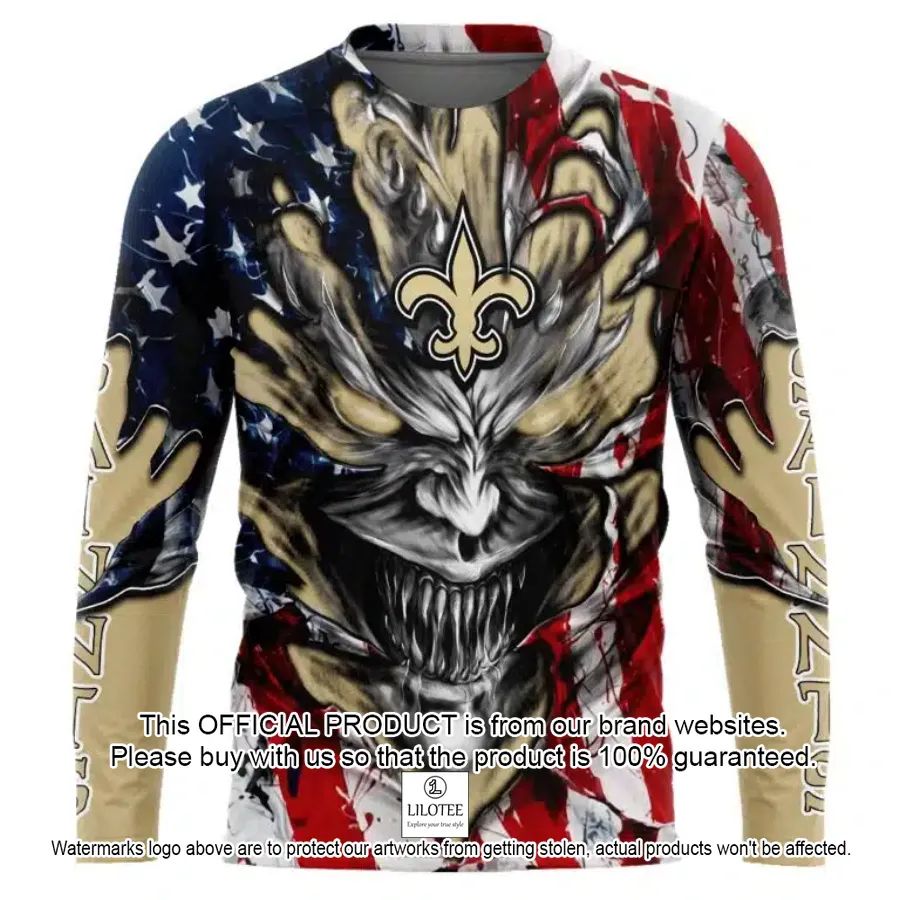 personalized new orleans saints demon face american flag shirt hoodie 2 463