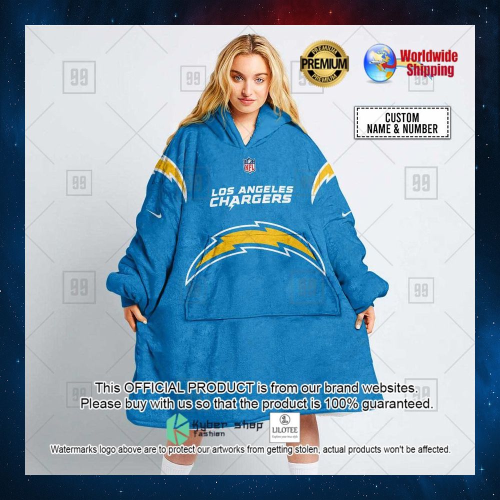 personalized nfl los angeles chargers team hoodie blanket 1 48