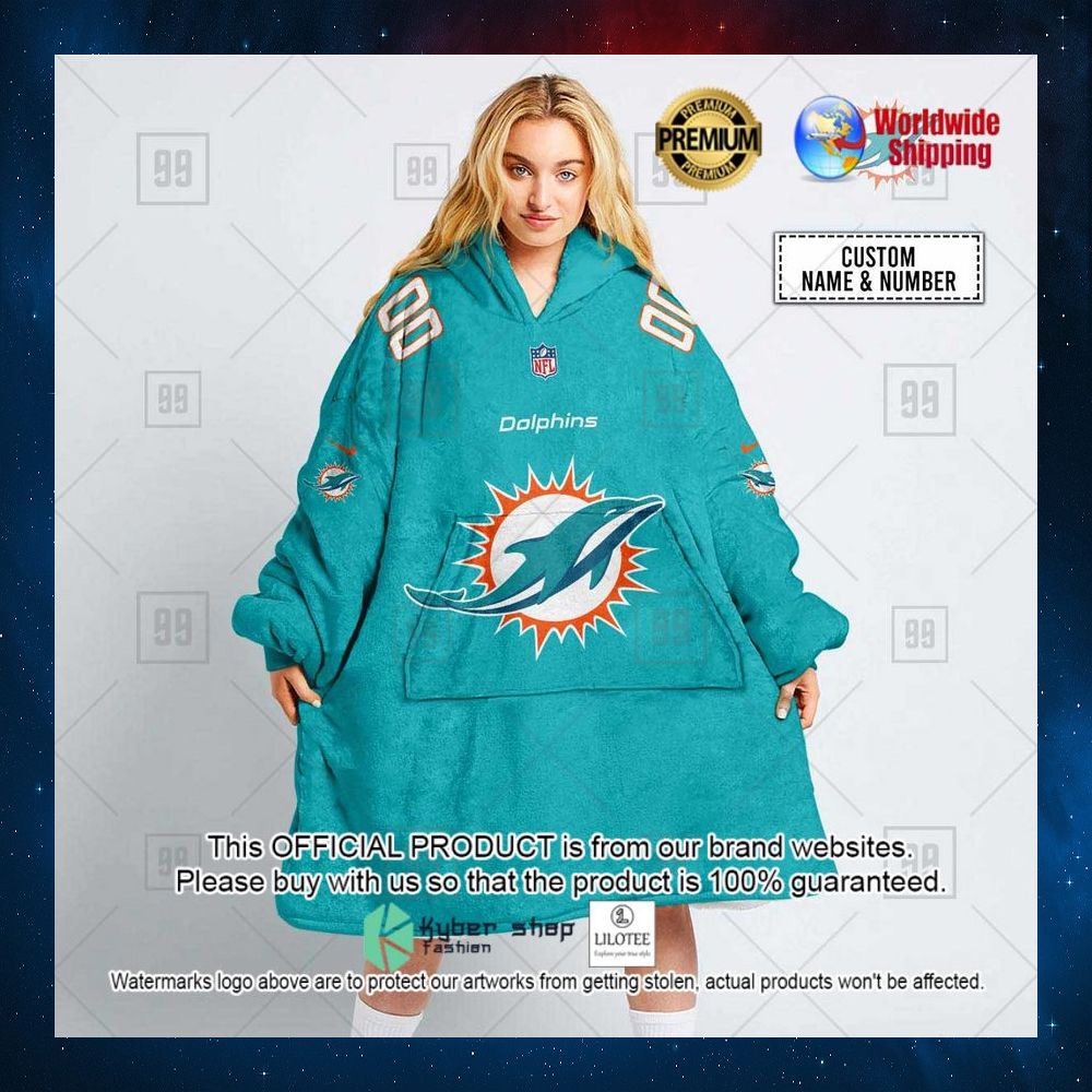 personalized nfl miami dolphins hoodie blanket 1 801