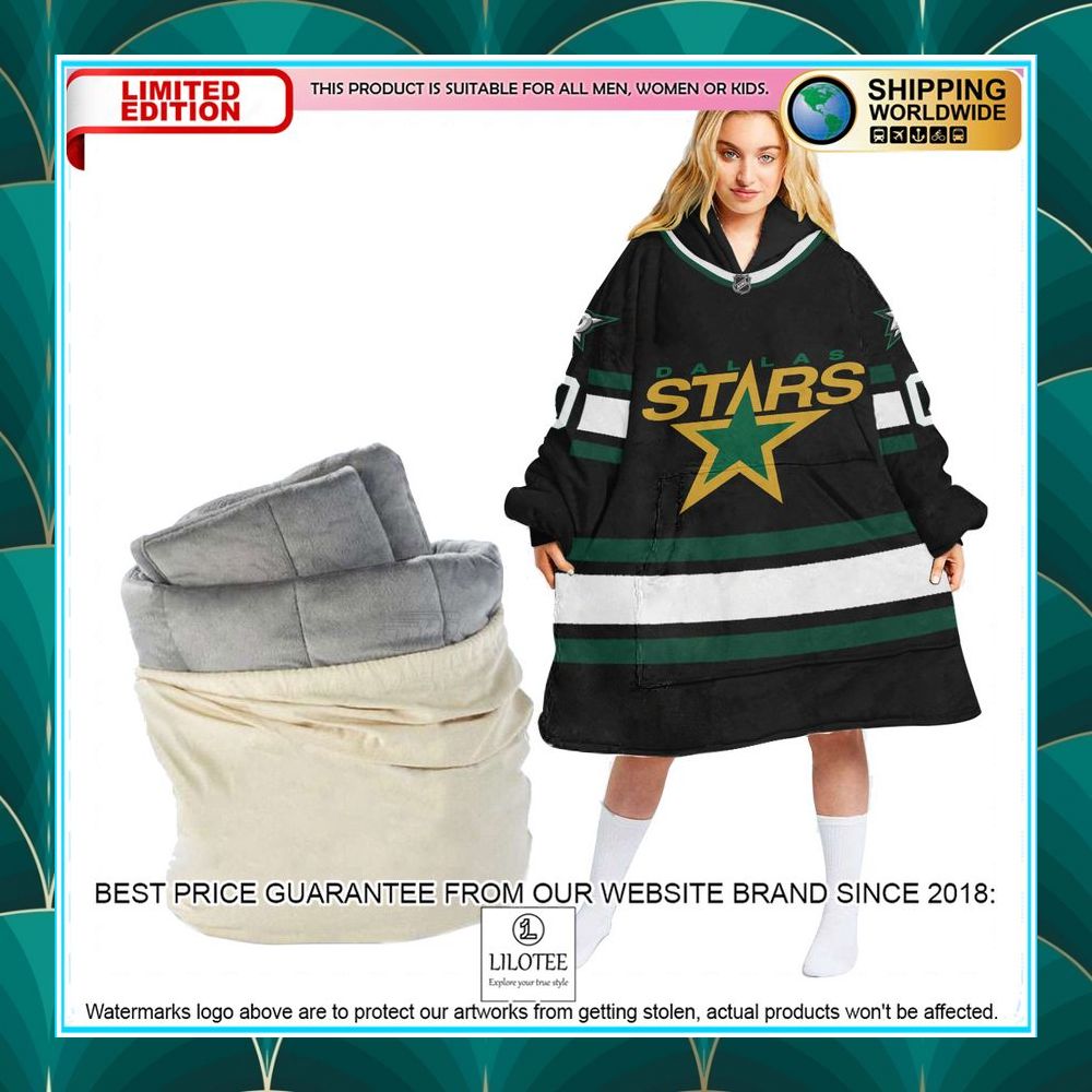 personalized nhl dallas stars black oodie blanket hoodie 2 634