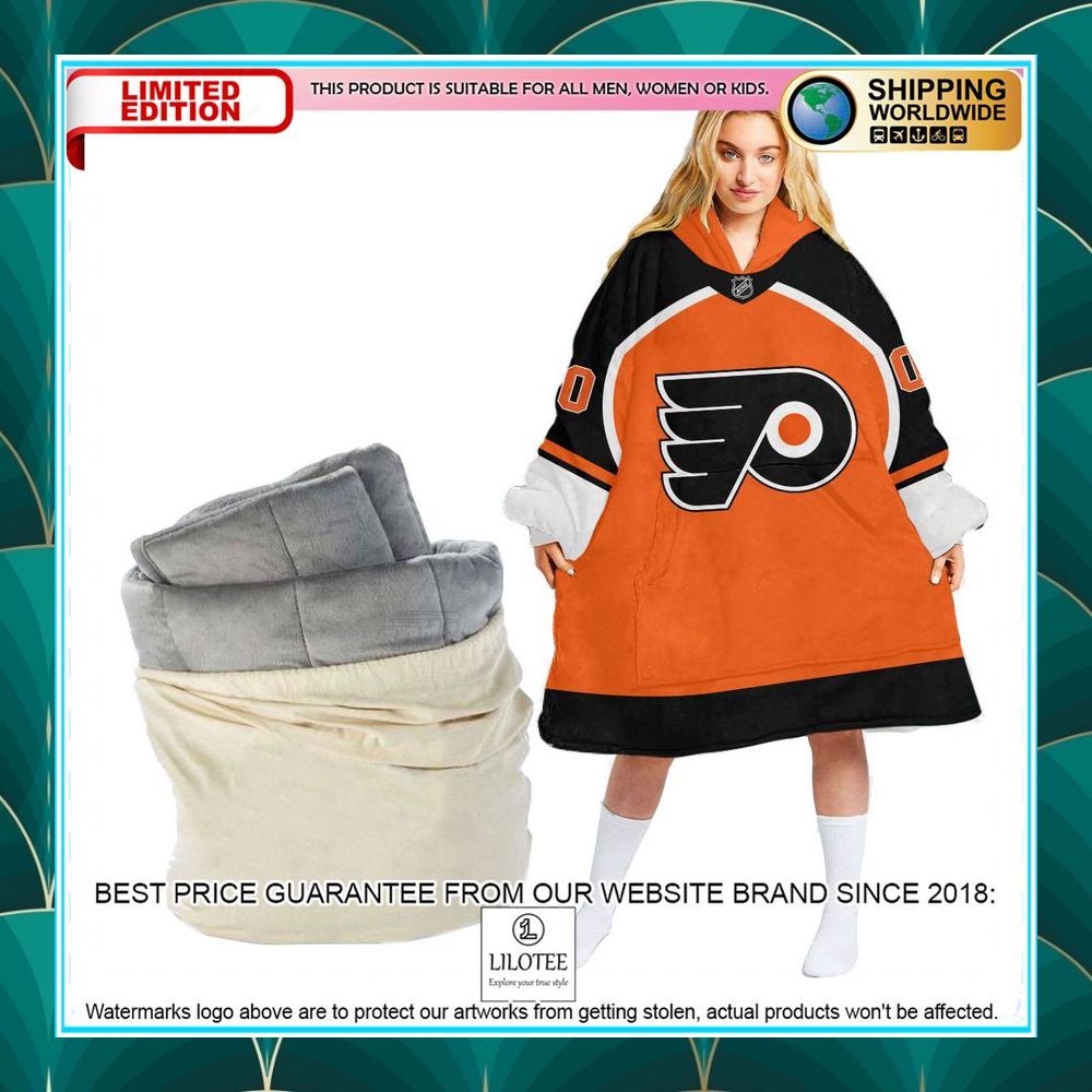 personalized nhl philadelphia flyers orange oodie blanket hoodie 1 580