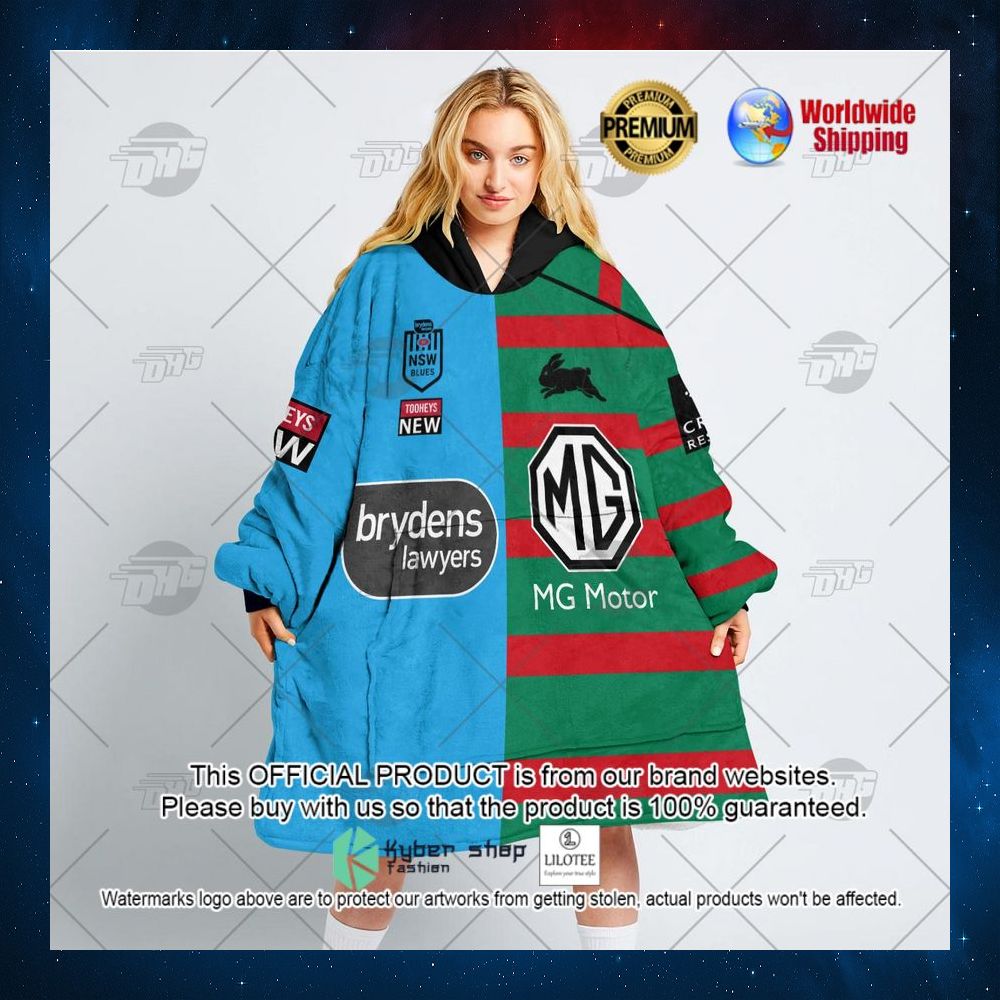 personalized nsw blues nrl south sydney rabbitohs 2022 hoodie blanket 3 585
