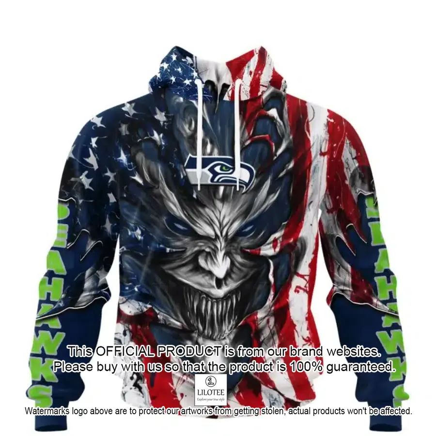 personalized seattle seahawks demon face american flag shirt hoodie 1 783