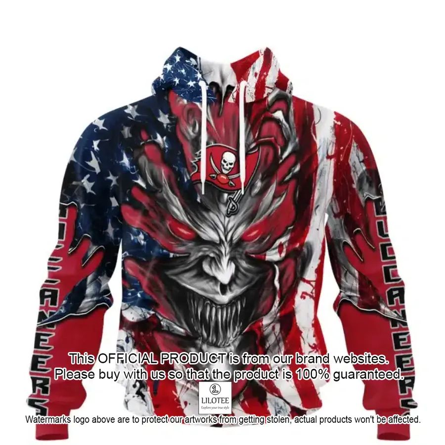 personalized tampa bay buccaneers demon face american flag shirt hoodie 1 905