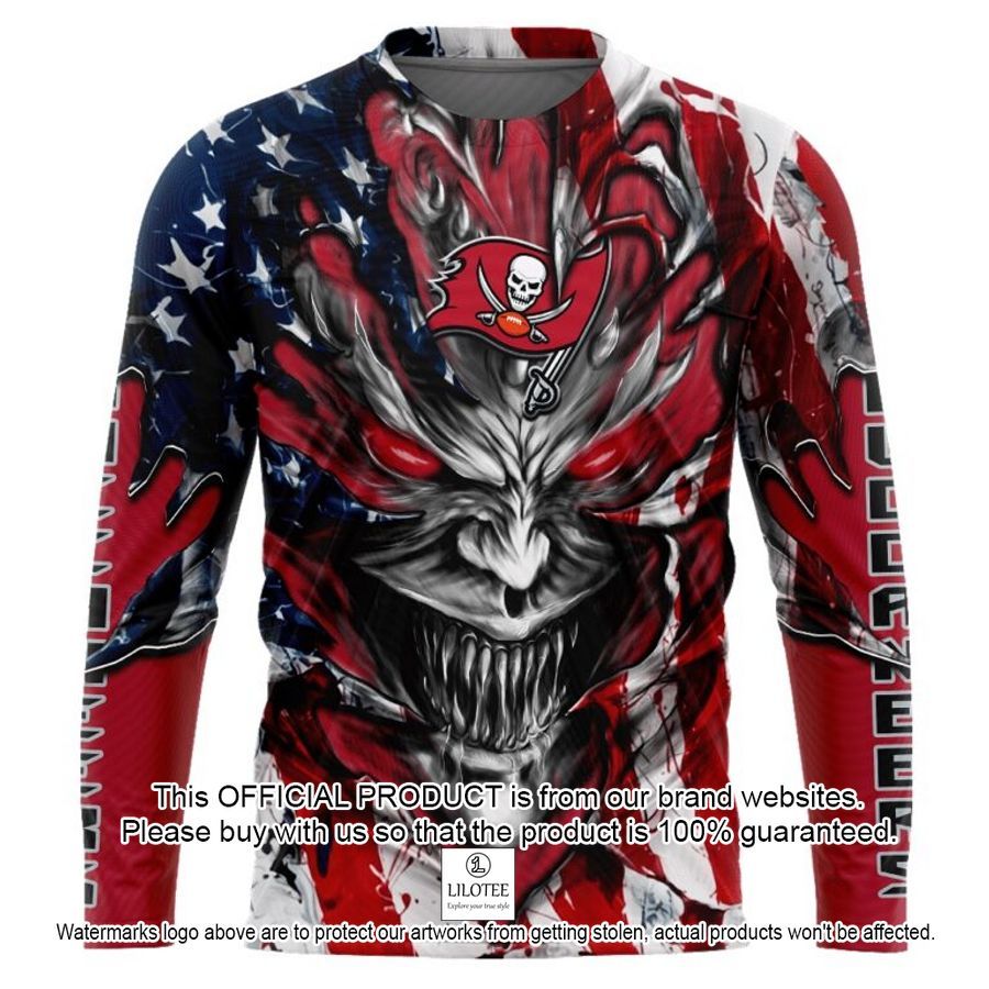 personalized tampa bay buccaneers demon face american flag shirt hoodie 2 776